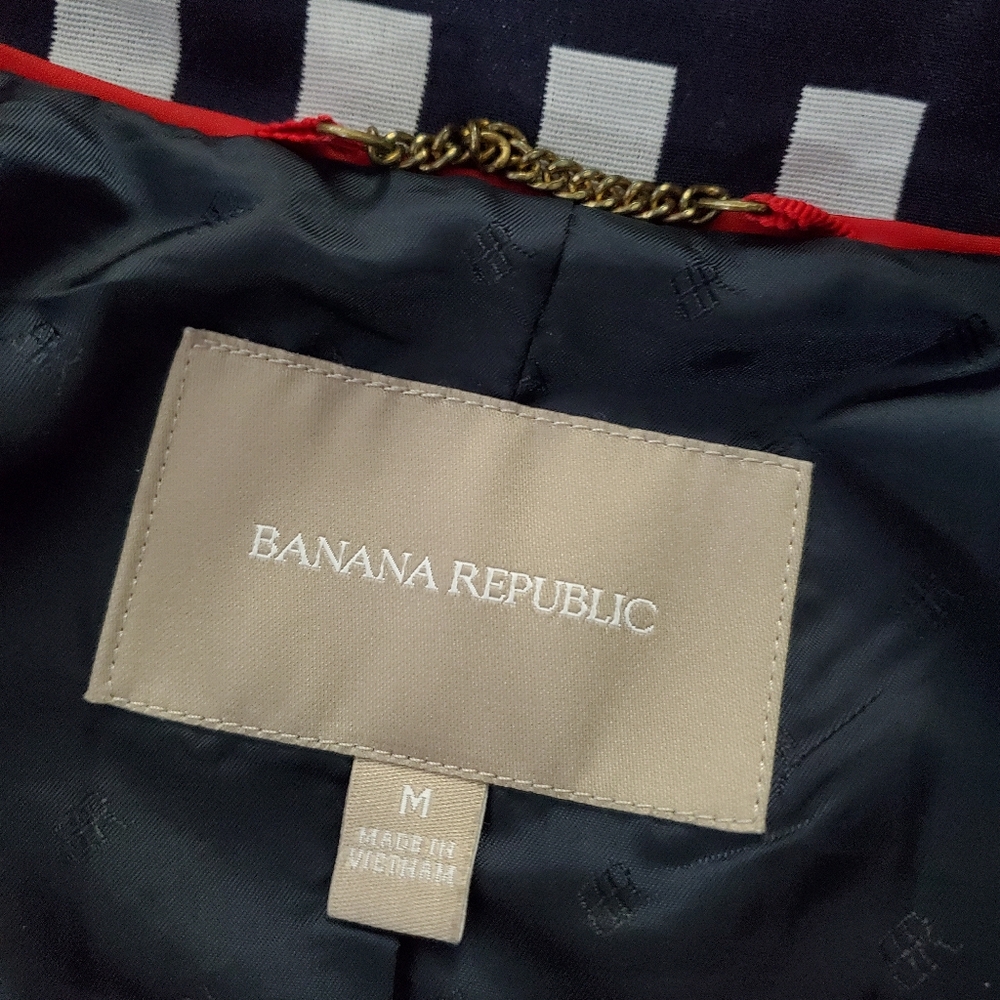 Banana Republic Navy and White Checkered Trench Coat - Picture 8 of 12